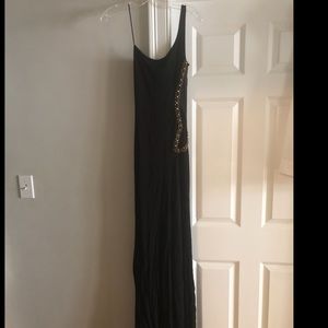 Long black prom dress — rhinestone and cutout details, never been worn